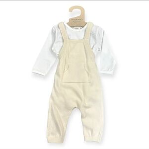 Milan Knit Kangaroo Pocket Overall Romper + Bodysuit Set